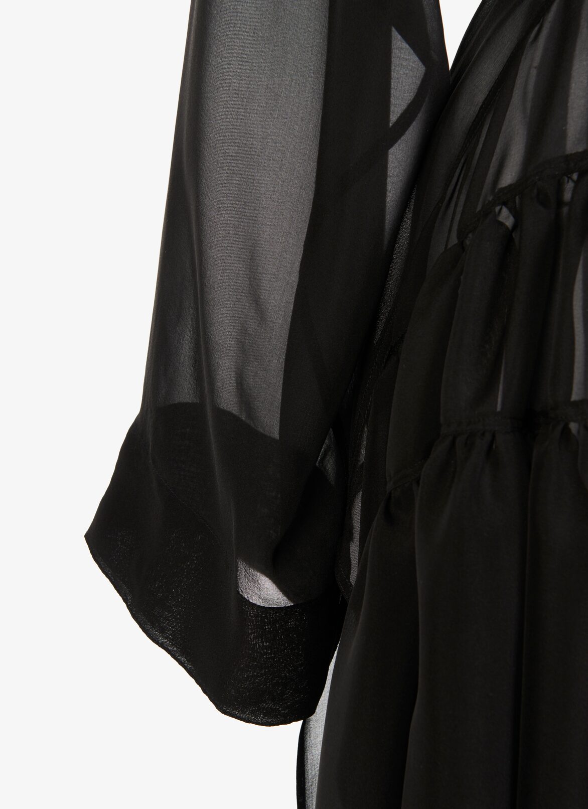 LONG SLEEVE DRESS MOUSSELINE BLACK ALAÏA BLACK  LONG SLEEVE DRESS MOUSSELINE BLACK